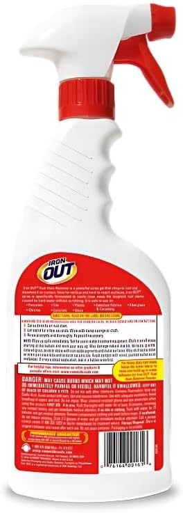 Iron Out Rust Remover Spray 16 oz + 28 oz Powder Bundle with Microfiber Cloth - Rust Stain Remover - Hard Water Toilet Stain Cleaner - Dissolves Rust on Tubs, Sinks, and Showers - (4 Items)