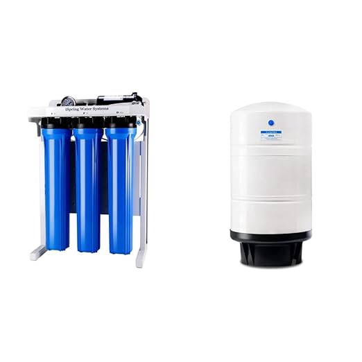iSpring RCB3P Reverse Osmosis RO Water Filtration System, 300 GPD, Tankless & T20M 20 Gallon Pre-Pressurized Tank for Reverse Osmosis Systems with 14 gallons of Water Storage Capacity