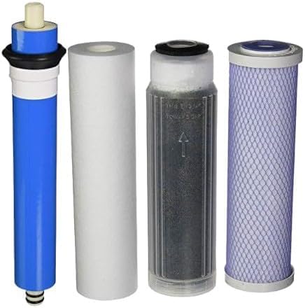 CFS 10" RO/DI Replacement Kit: Sediment, Carbon, DI + 100 GPD TFC Membrane | Color changing MBD-30 mixed bed resin shows exhaustion; RO/DI reverse osmosis filter set for aquarium, reef & lab systems