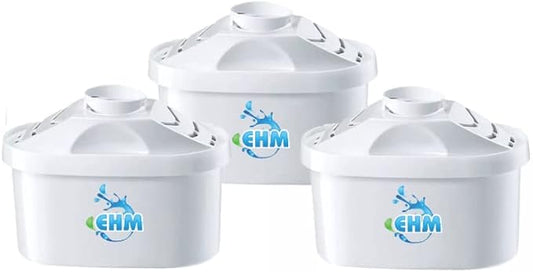 EHM 3 Pack PureFlow Purifying Water Pitcher Replacement Cartridge – Healthy Drinking Water, 6-Stage Filtration & Hydration System, Cleaner Healthier