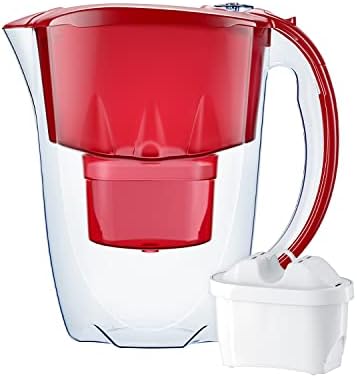 AQUAPHOR Water Filter Jug Amethyst with 1 X MAXFOR+ 200L Cartridge - Capacity 2.8L - Red
