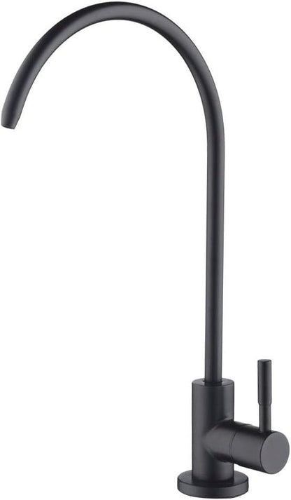 Black Drinking Water Faucet, Non-Air-Gap Beverage Faucet for Kitchen Sink | 360° Rotation Spout RO Faucet, SUS304 Stainless Steel Pure Water Filter Faucet for Reverse Osmosis Water Purify System