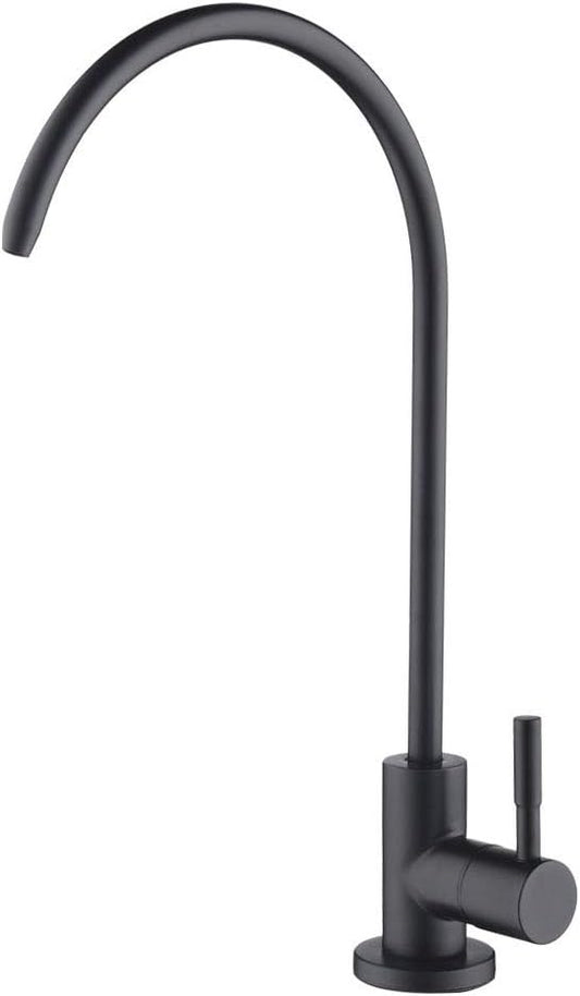Black Drinking Water Faucet, Non-Air-Gap Beverage Faucet for Kitchen Sink | 360° Rotation Spout RO Faucet, SUS304 Stainless Steel Pure Water Filter Faucet for Reverse Osmosis Water Purify System