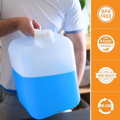 FastRack 5 Gallon Hedpak Jug with Screw Cap | 3-Pack BPA-Free Food-Grade HDPE Water Container, Leak-Resistant White | For Brewing, Fermentation & Emergency Water Storage