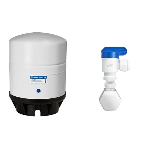 TANK-14 14 Gallon Pre-pressurized Reverse Osmosis Water Storage Tank & APEC Tank Ball Valve with 3/4 inch NPTF and 3/8” Output (TBVAL34-38 for Upgraded System)