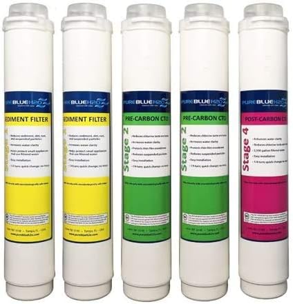 PureBlue TLR04RC-5PK Twist Lock Replacement Filter Pack for 4-Stage Reverse Osmosis