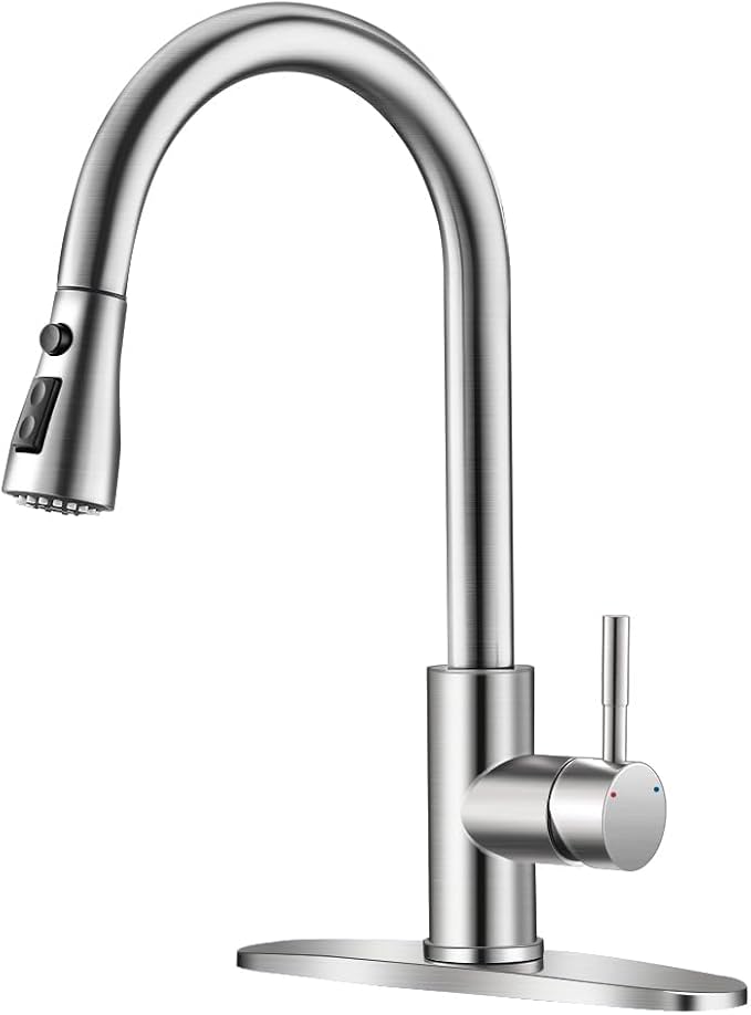 Brushed Nickel Kitchen Faucets with Pull Down Sprayer Kitchen Sink Faucet with Pull Out Sprayer Single Hole Deck Mount Single Handle Stainless Steel Grifos De Cocina 866068SN