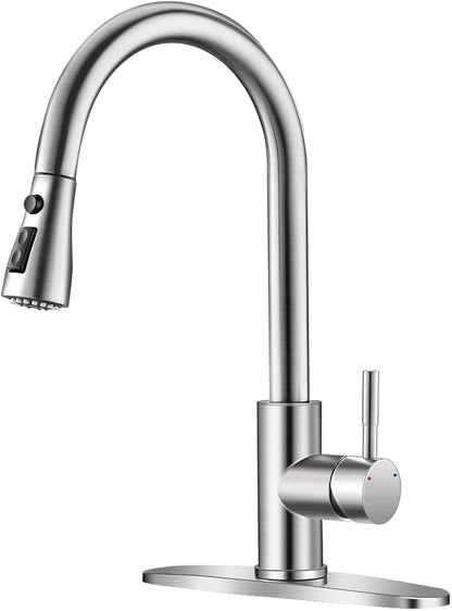 Brushed Nickel Kitchen Faucets with Pull Down Sprayer Kitchen Sink Faucet with Pull Out Sprayer Single Hole Deck Mount Single Handle Stainless Steel Grifos De Cocina 866068SN