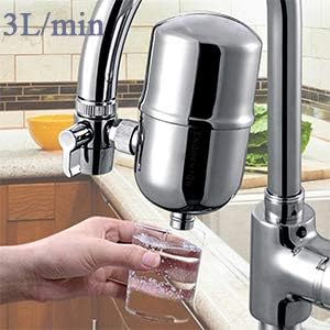 Faucet Water Filter Stainless-Steel Reduce Chlorine High Water Flow, Water Purifier with Ultra Adsorptive Material, Water Filters for Faucets-Fits Standard Faucets