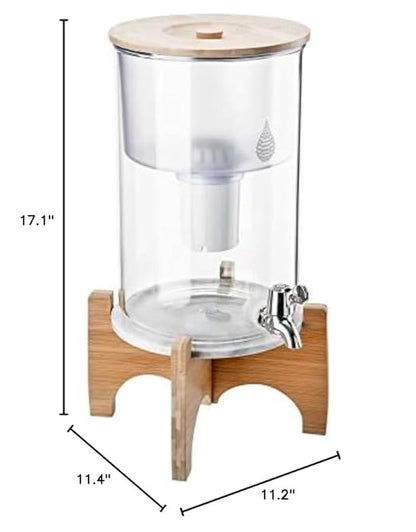 Invigorated Water pH Recharge Glass Alkaline Water Dispenser Filter System - Countertop Purifier Pitcher for Home and Office - High pH Pure Drinking Water Filtration - 36 Cups (Bamboo Marble Set)