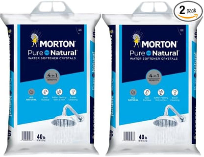 (2 PACK) Morton Water Softener Salt Crystals, Pure and Natural 4 in 1, 40 pounds