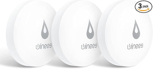 Winees WiFi Water Leak Detector, 3 Pack Water Sensors(Hub Not Included), Easy Set Up, 100M Transmission for Basement, Bathroom, Laundry, IFTTT, S1 FSK(Accessory)