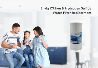 Envig K3 Large Capacity Whole House Heavy Metal Iron Hydrogen Sulfide Water Filter, 10" x 4.5", 50,000 Gallon Capacity, Catalytic Carbon KDF