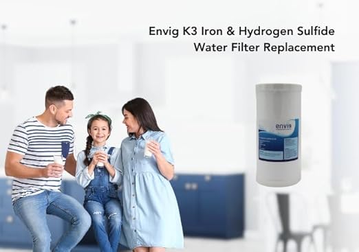 Envig K3 Large Capacity Whole House Heavy Metal Iron Hydrogen Sulfide Water Filter, 10" x 4.5", 50,000 Gallon Capacity, Catalytic Carbon KDF