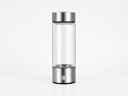 ElysVita Hydrogen Water Bottle — SPE Electrolysis Technology, BPA-Free Borosilicate Glass, 14 oz | Antioxidant Rich, Micro-Plastic Free Hydrogen Generator Bottle with USB Charging