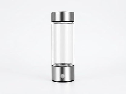 ElysVita Hydrogen Water Bottle — SPE Electrolysis Technology, BPA-Free Borosilicate Glass, 14 oz | Antioxidant Rich, Micro-Plastic Free Hydrogen Generator Bottle with USB Charging