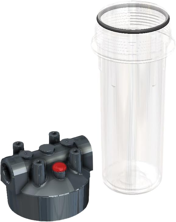 Pentair Pentek R50071 Dura-Series Standard Water Filter Housing, 3/4" NPT #10 Clear Sump with Mounting Cap and Pressure Relief Button, 10-Inch, Slate/Clear