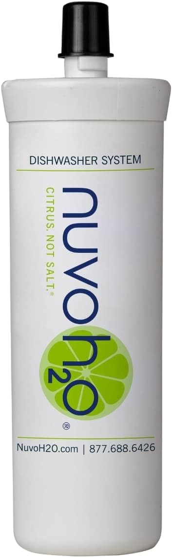 NuvoH2O Dishwasher Replacement Cartridge – Salt-Free Water Softener Solution – Prevents & Removes Hard Water Scale – Easy Quick-Connect Filter – Eco-Friendly Cartridge – Extends Dishwasher Life