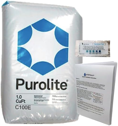Purolite C100E New High Efficiency Resin from AFWFilters. Replacement for Water Softener 1 Cu Ft Bag with hardness test and resin change instructions by AFWFilters included!