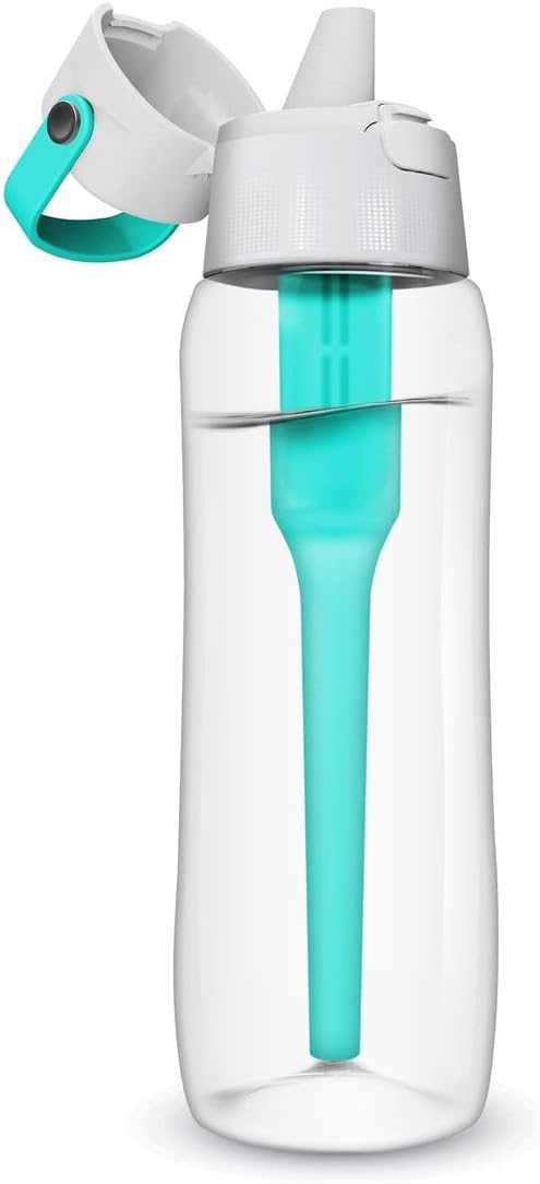 Dafi Filtered Water Bottle with Straw 24 oz - Sports Water Bottle Reusable with Carbon Filter for Travel, Gym, Daily Use - Leakproof, BPA-Free with Hypoallergenic Mouthpiece & Carrying Handle - Blue