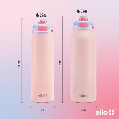 Ello Pop & Fill 32oz Stainless Steel Water Bottle with Quick Fill Technology, Double Walled and Vacuum Insulated Metal, Leak Proof Locking Lid, Sip and Chug, Reusable, BPA Free, Heavenly Hues
