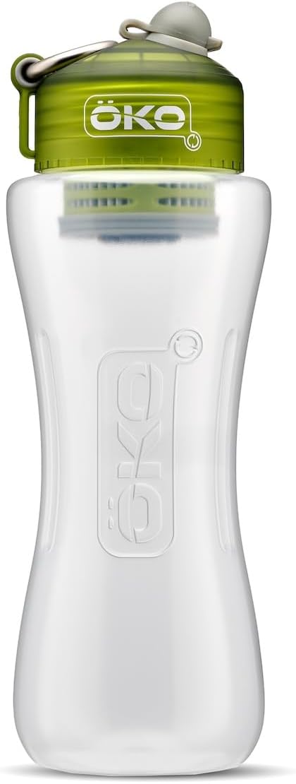 ÖKO H2O Filtration Water Bottle with Advanced Electro-Adsorption Filter, Portable Water Filter Bottle for Travel, Hiking & On The Go, BPA-Free Reusable Bottle, Long Lasting 100 Gallon Filter, 33.8