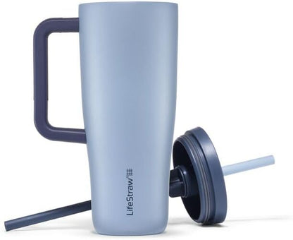 LifeStraw Go Series — Double Wall Insulated 24oz Stainless Steel Water Filter Tumbler, designed for everyday Use, removes bacteria, Parasites, Microplastics, and improves taste, Icelandic Blue