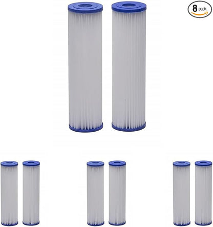 EcoPure EPW2P Pleated Universal Whole Home Water Filter, Fits Standard Capacity Systems, NSF Certified, 30 Micron Reduces Sediment, Sand, Dirt & Rust – 3-Month Life per Filter,4 Count (Pack of 8)