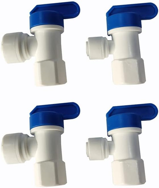Malida Tank Ball Valve 1/4" FPT by 1/4",3/8" OD Tubing quick connector for RO Water Reverse Osmosis Filter system set of 4