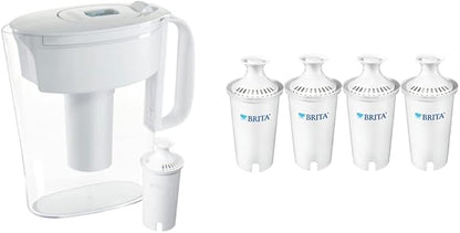 Brita Small 6 Cup Water Filter Pitcher, Made Without BPA, White, Metro, 4 Count Standard Replacement Filters