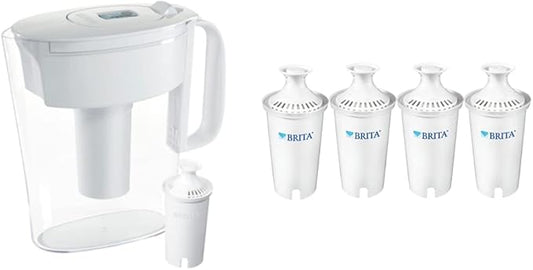 Brita Small 6 Cup Water Filter Pitcher, Made Without BPA, White, Metro, 4 Count Standard Replacement Filters