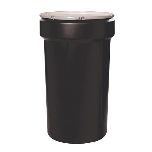 Eagle Plastic Drum, 55 Gallon Drum, DOT Compliant, Made in USA, Black | High-Density-Polyethylene Construction, Open Head Lab Pack Drum, Metal Lever-Lock Lid, Hazardous Material Storage, Transport