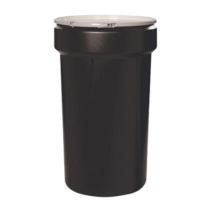 Eagle Plastic Drum, 55 Gallon Drum, DOT Compliant, Made in USA, Black | High-Density-Polyethylene Construction, Open Head Lab Pack Drum, Metal Lever-Lock Lid, Hazardous Material Storage, Transport
