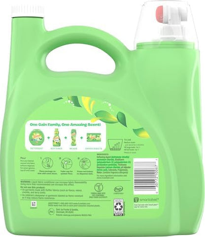 Gain Liquid Fabric Softener,Original Scent,140 FL OZ,190 Loads,Liquid Fabric Softener For Soft,Fresh Laundry,(Pack of 2)