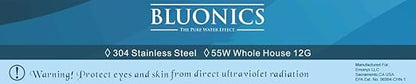 UV Water Filter Purification for Whole House Ultraviolet Light Filtration System 12 GPM 55W 110V 3/4 inch MNTP Inlet Outlet + 2 Extra Bulbs by Bluonics