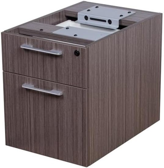 Boss Office Products Simple System L Desk with Return and (1) Pedestal, 66" x 59.4", Driftwood