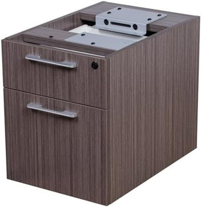 Boss Office Products Simple System L Desk with Return and (1) Pedestal, 66" x 59.4", Driftwood