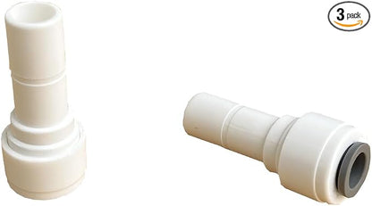 3 Piece Stem Reducing Straight 1/4" Tube OD x 3/8" Stem OD Quick Connect RO Fittings for Reverse Osmosis System Under the Sink Water Filteratrion System, Ice Maker Supply Line, Coffee Maker