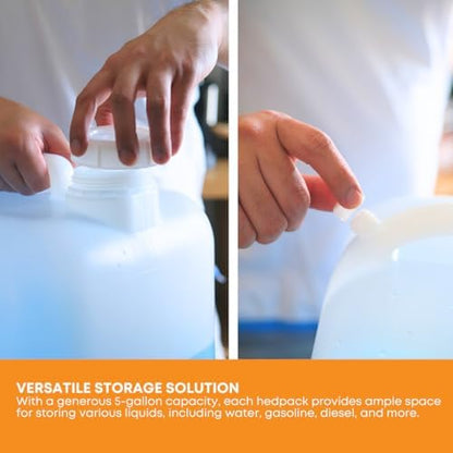 FastRack 5 Gallon Hedpak Jug with Screw Cap | 3-Pack BPA-Free Food-Grade HDPE Water Container, Leak-Resistant White | For Brewing, Fermentation & Emergency Water Storage