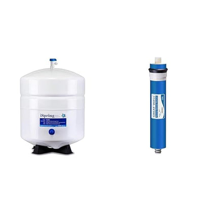iSpring T32M Pressurized Water Storage Tank & Greatwell Reverse Osmosis Membrane 75 GPD 11.75” X 1.75”, Replacement Fits Standard Under Sink RO Drinking Water Filtration System, MC7