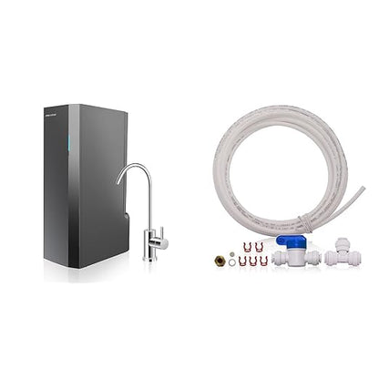APEC Tankless RO Water Filter System ROTL-AIO - Four-in-One Premium Reverse Osmosis Water Filtration, 2:1 Pure to Drain & ICEMAKER-KIT-RO-1-4 Ice Maker Installation Kit Refrigerator and Water Filters