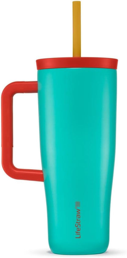 LifeStraw Go Series — Double Wall Insulated 24oz Stainless Steel Water Filter Tumbler, designed for everyday Use, removes bacteria, Parasites, Microplastics, and improves taste, Havana