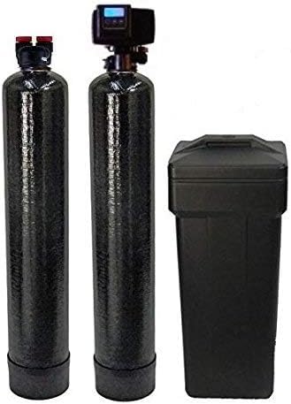 AFWFilters 5600sxt Whole House Water Softener Plus Upflow Carbon Filtration System, 10% crosslink resin and coconut shell carbon, 9"x48" tanks, 32,000 grain Fleck water softener, 1 cubic foot systems