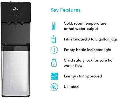 Avalon A4BLWTRCLR Bottom Loading Water Cooler Water Dispenser - 3 Temperature Settings - Hot, Cold & Room Water, Durable Stainless Steel Cabinet, Bottom Loading - UL/Energy Star Approved