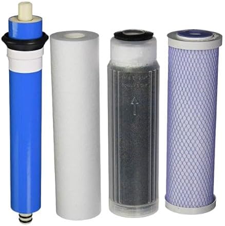 CFS – 10" RODI Water Filter Kit Includes Sediment, Carbon & Color Indicating DI Cartridge with 50 GPD RO Membrane – Filled with MBD-30 Resin – Removes Impurities & Odor – RO/DI System Replacement Kit