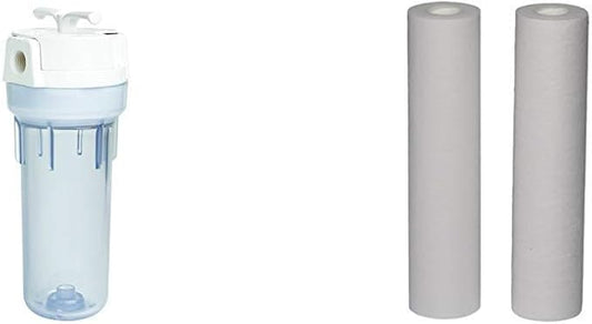 EcoPure EPW2VC Whole Water Filtration System Housing & Melt Blown Universal Whole Home Filter (2 Pack)