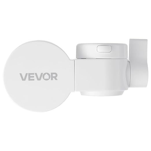 VEVOR Faucet Mount Water Filter, Horizontal Water Purifier for Sink Tap, NSF Certified Carbon Fiber Filter, Removes Chlorine Lead with 3 Filters, Fits Most Kitchen or Bathroom Faucets, White