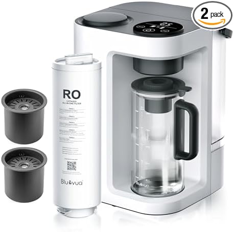 Bluevua RO100ROPOT-Lite(UV) Countertop Reverse Osmosis Water Filter System, White, with Dual-Pack Remineralization Filters, Bundle