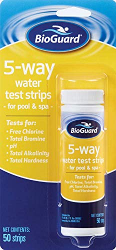 BioGuard 5-in-1 Pool Test Strips, 50 Strips | Quick & Easy Testing for Crystal Clear Water: Bromine, Chlorine, pH, Alkalinity, & Hardness