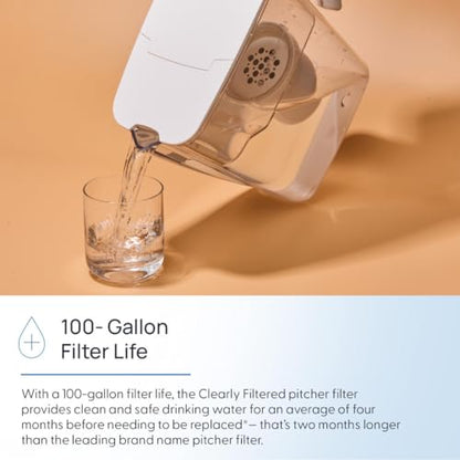 Clearly Filtered Water Pitcher with Filter + 3 Additional Replacement Filters